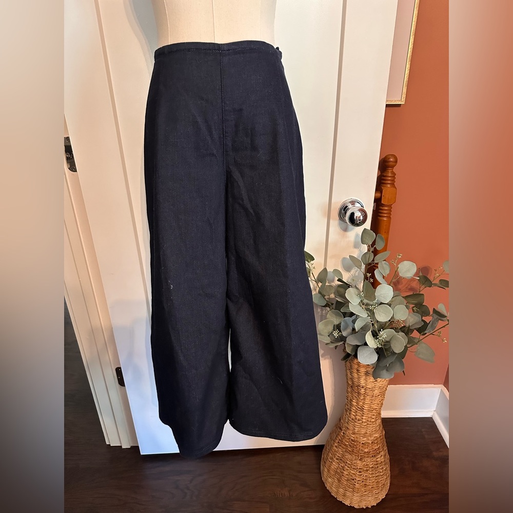Guess side zipper dark denim wide leg cropped culotte cotton blend 29 pants
